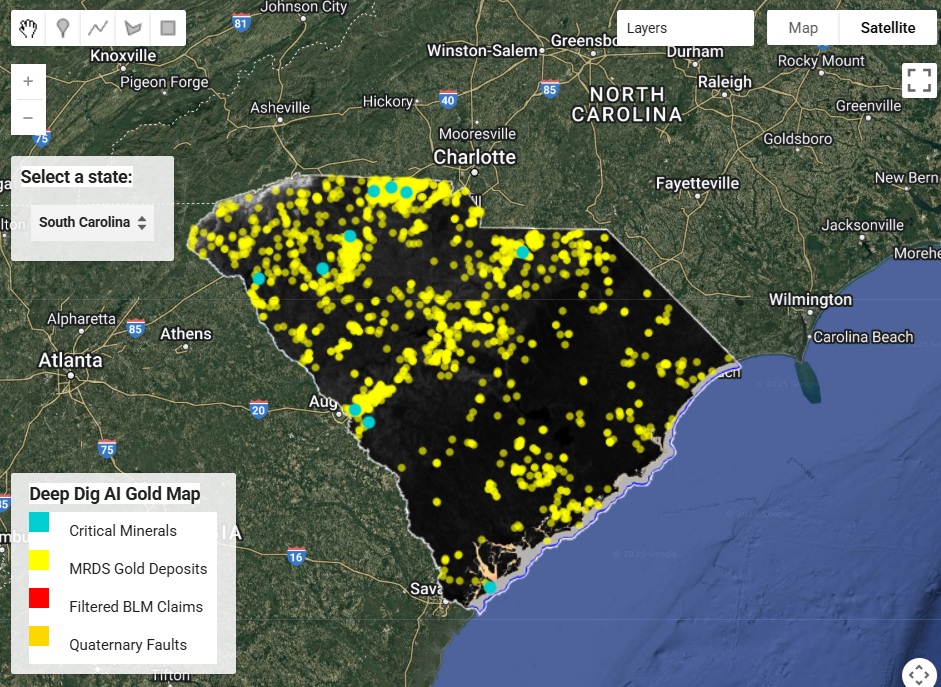 AI Gold Map South Carolina