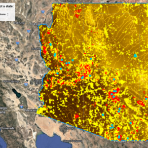 Arizona Deep Dig V2 AI gold map with AI raster interpretation, geology, faults, and drainage systems for gold prospecting