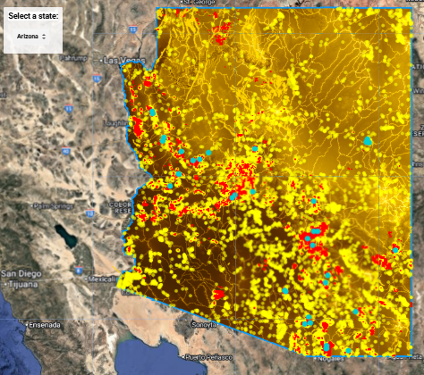 Deep Dig V2 AI Gold Map Arizona featuring AI raster interpretation and advanced geological analysis