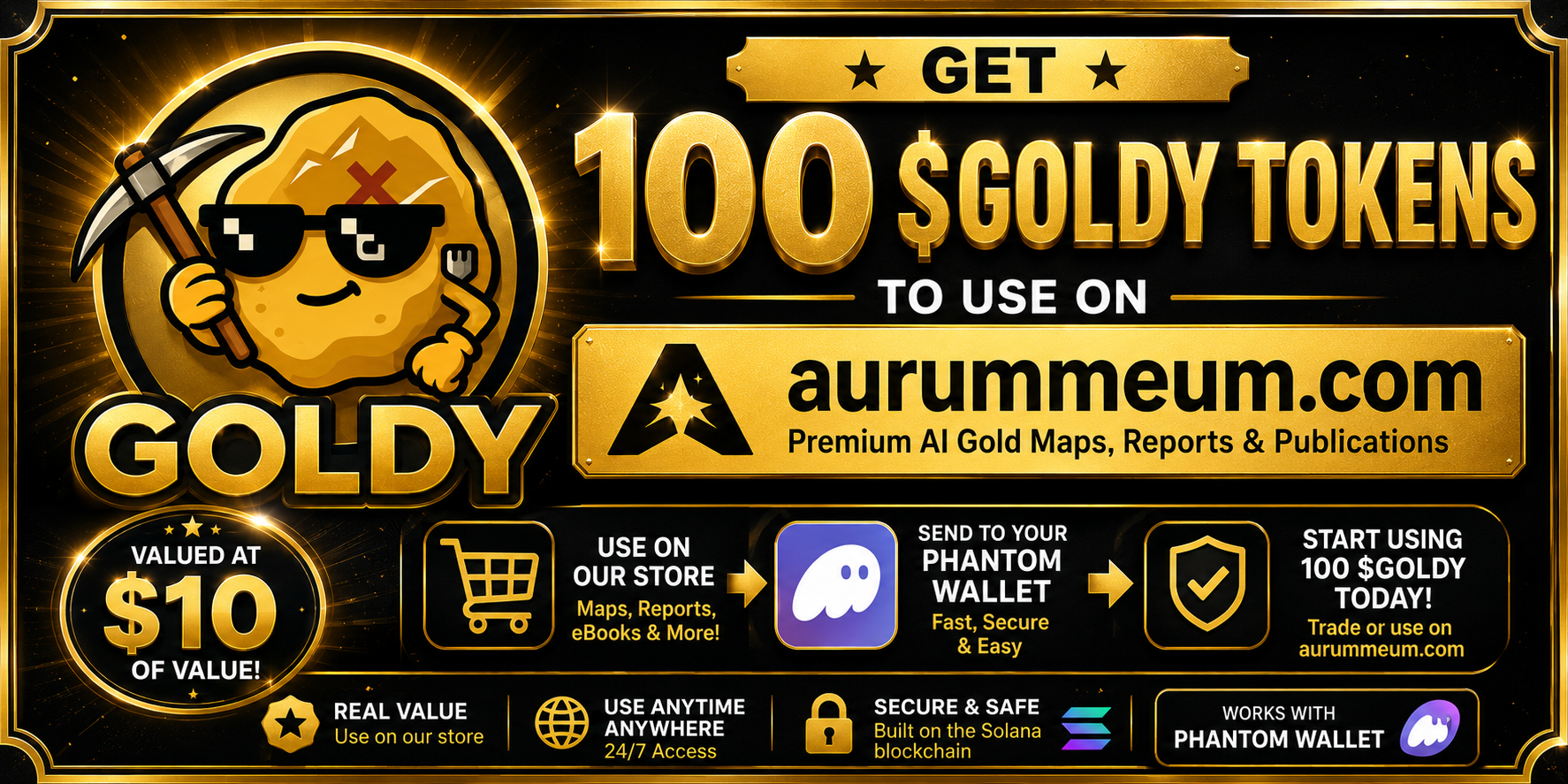 100 $GOLDY Tokens - Approx. $10 Value